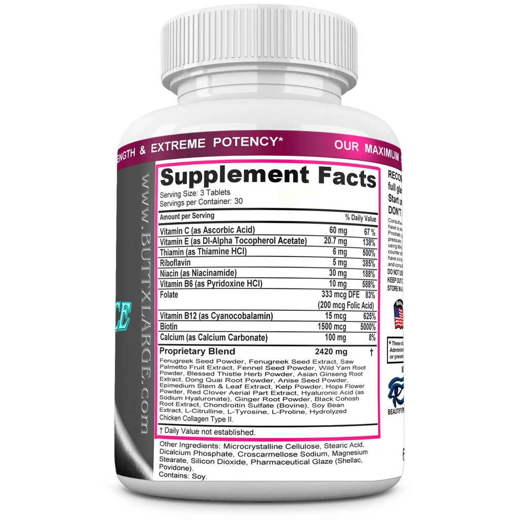90 Tablets. Supplements. Get Bigger Buttocks Vitamins, Minerals, Herbs and Amino Acids. BUTT X-L-ADVANCE Butt and Booty Formula