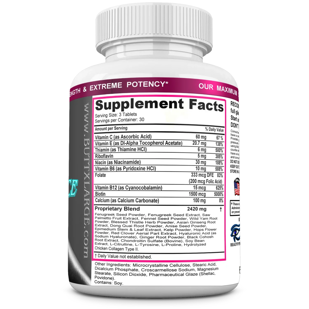 90 Tablets. Supplements. Get Bigger Buttocks Vitamins, Minerals, Herbs and Amino Acids. BUTT X-L-ADVANCE Butt and Booty Formula