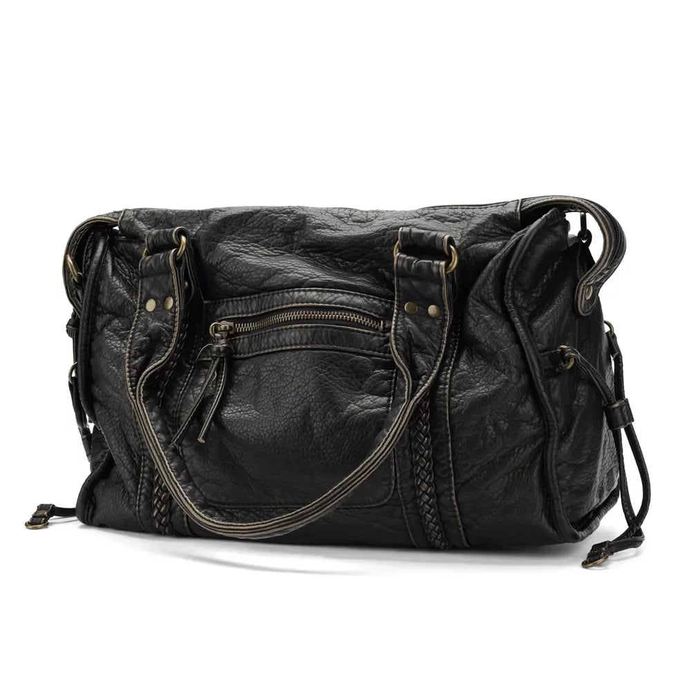 Large Capacity Women Handbag Vegan Leather Tote Bag Vintage Washed Leather Shoulder Bag superior Bag for Women Office Bag Travel Bag