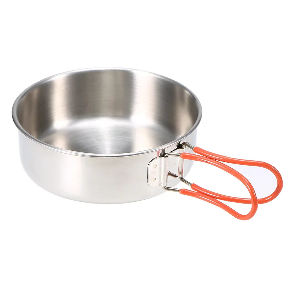 Lixada Camping Cookware Mess Kit, Stainless Steel Folding Wood Stove Pot Pan Set, Portable Tableware Cooking Set for Backpacking and Picnics