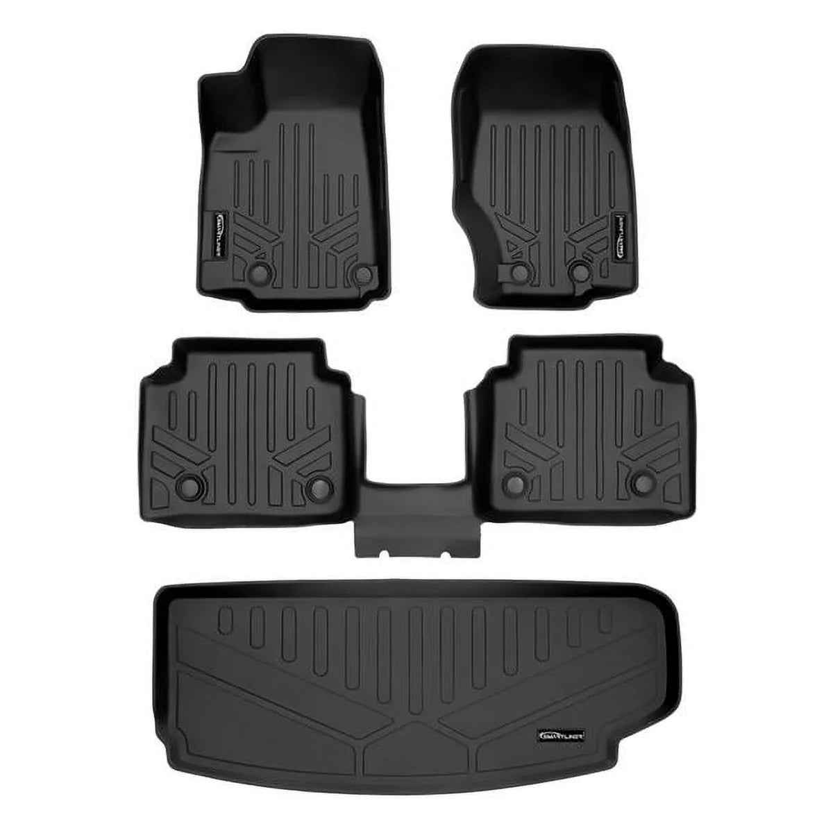 SA0568-B0569-E0568 All elements Custom Fit Black 2 Row & Cargo Liner Behind the 3rd Row Floor Mat Liner Set for 2021-2023 Jeep Grand Cherokee L, Black