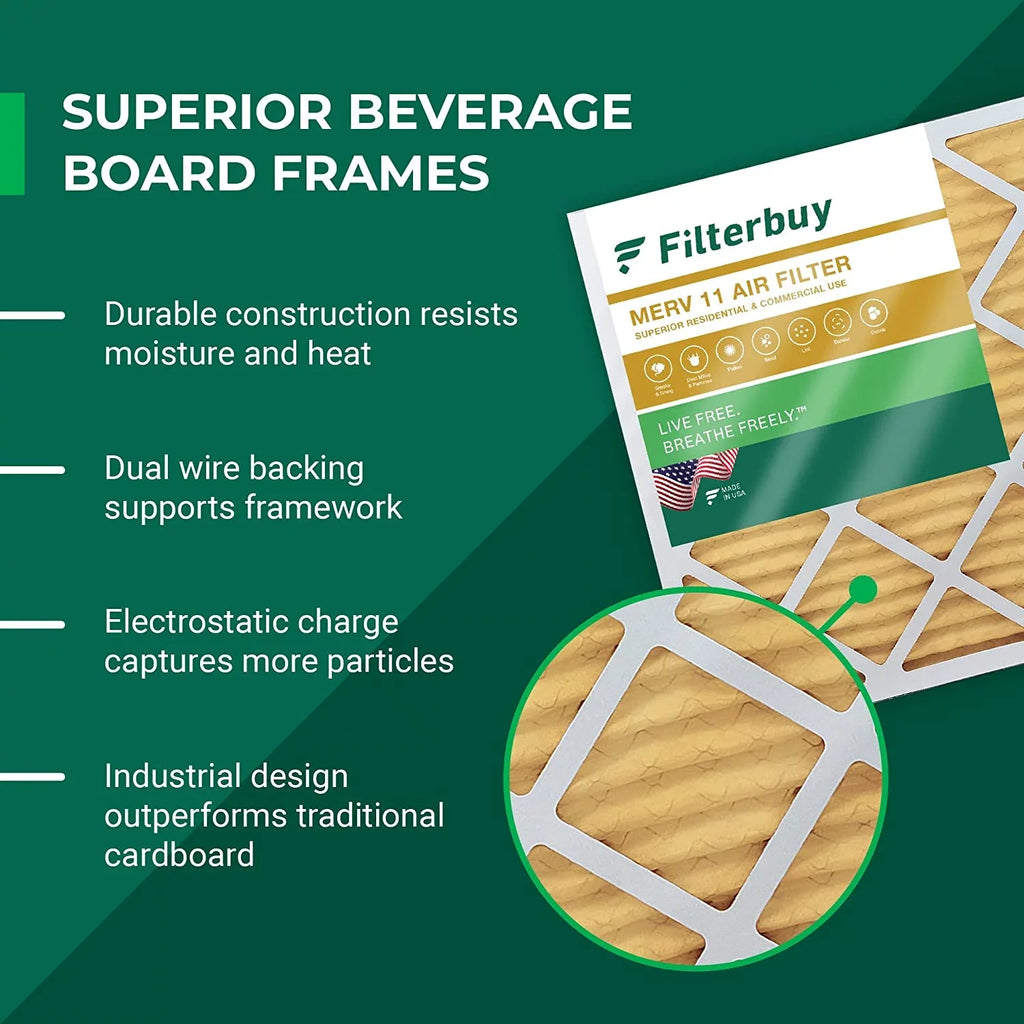 Filterbuy 12x12x4 MERV 11 Pleated HVAC AC Furnace Air Filters (6-Pack)