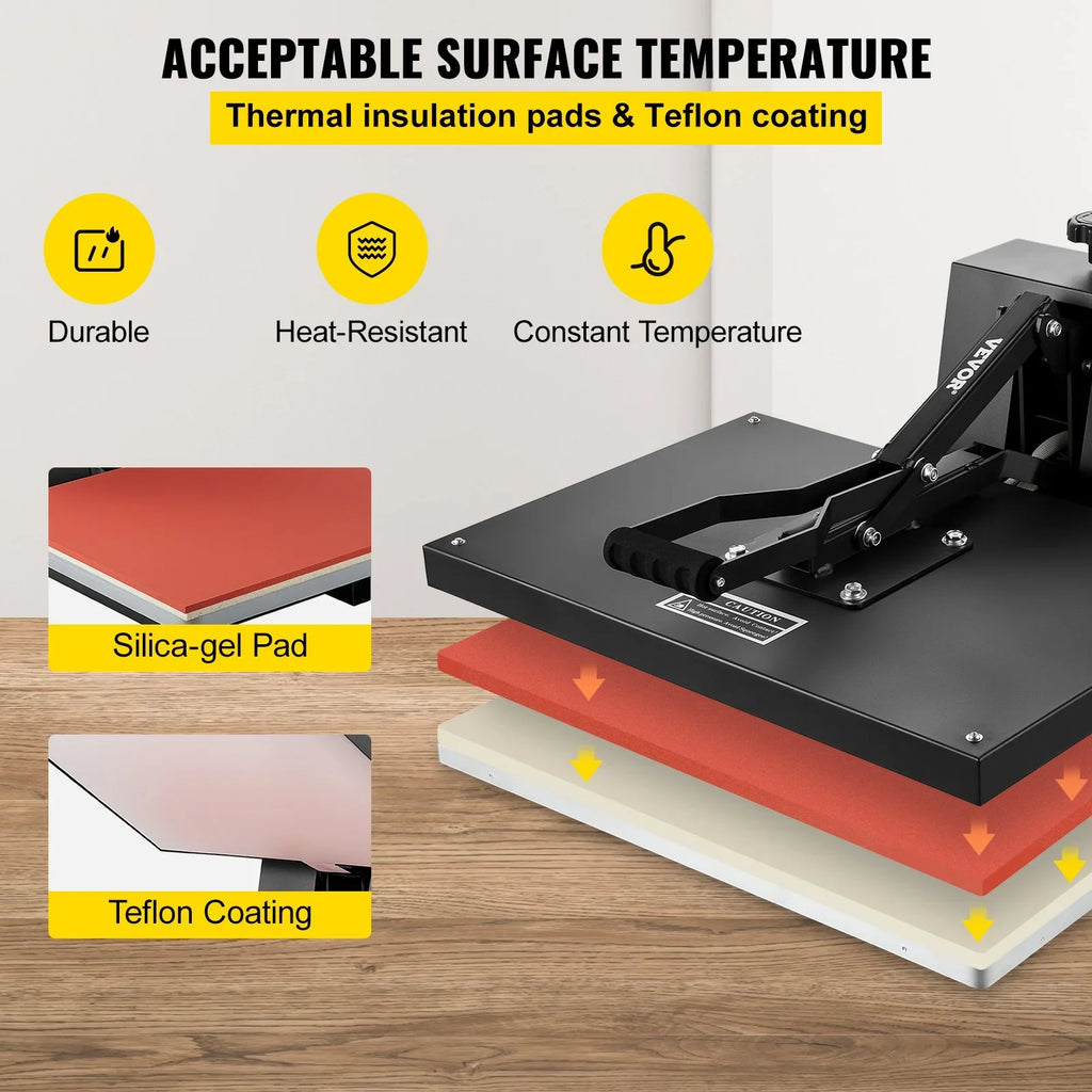 VEVOR 16x24 Heat Press Machine 1700W Power, Industrial Sublimation Printer for TShirt and Heat Transfer Vinyl, Easy to Use Digital Heat Press Black