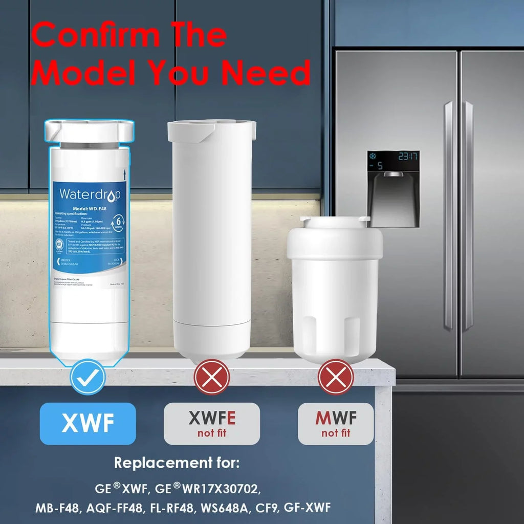 Waterdrop XWF NSF Certified Replacement for GE® XWF Refrigerator liquid Filter, 1 Filter (Package may vary)