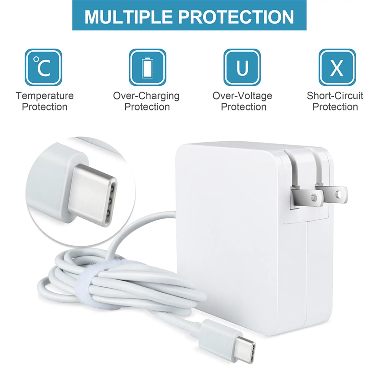 KONKIN BOO matching White 65W USB Type-C AC Adapter Charger Replacement for  XPS 13 7390 P82G003 2-in-1 Laptop PSU