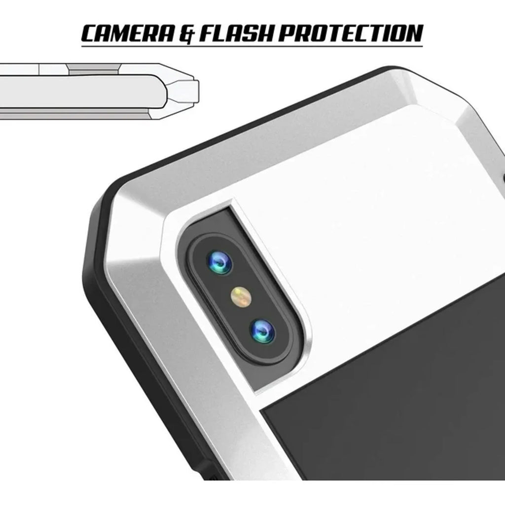 Gorilla Glass Aluminum Metal iPhone XS Max Case (Silver) Heavy Duty Military Grade Shockproof and Scratch protected Protection, Rugged Outdoor Travel