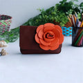 Luxurious Coffee - Flower Leatherette Clutch Shoulder Bag Clutch Casual Purse
