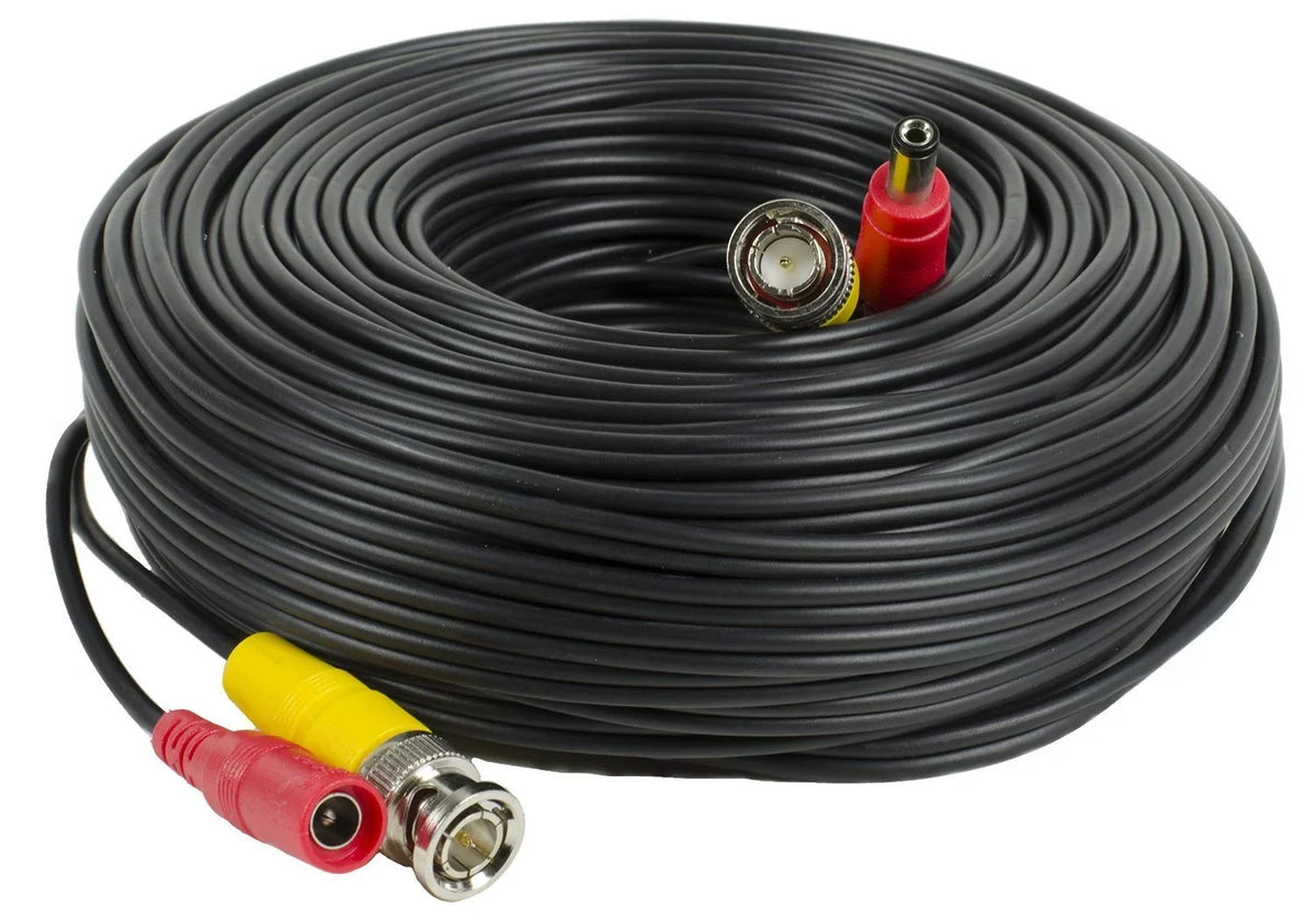 Amcrest 4-Pack 100 Feet Pre-Made All-in-One Siamese BNC Video and Power CCTV Security Camera Cable with Two Female Connectors for 960H & HD-CVI Camera and DVR (SCABLEHD100B-4pack)