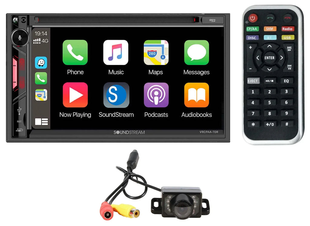 Soundstream VRCPAA-7DR 7" Car Monitor DVD Receiver w/CARPLAY/ANDROID AUTO+Camera