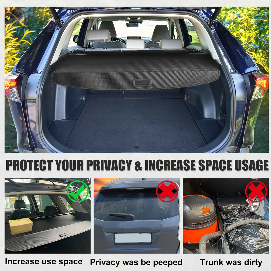 Retractable Cargo wrap for  RAV4 2019-2023 Waterproof Non Slip Rear Trunk Shielding Shade Black
