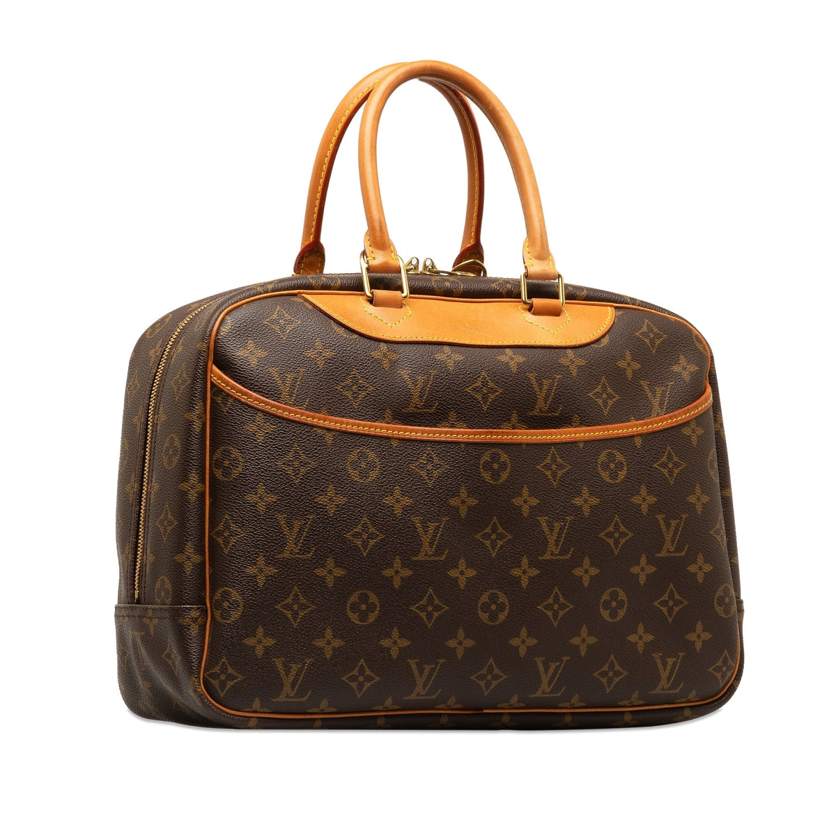 Pre-Owned Authenticated Louis Vuitton Monogram Deauville Canvas Brown Handbag Top HandleBag Unisex (Good)