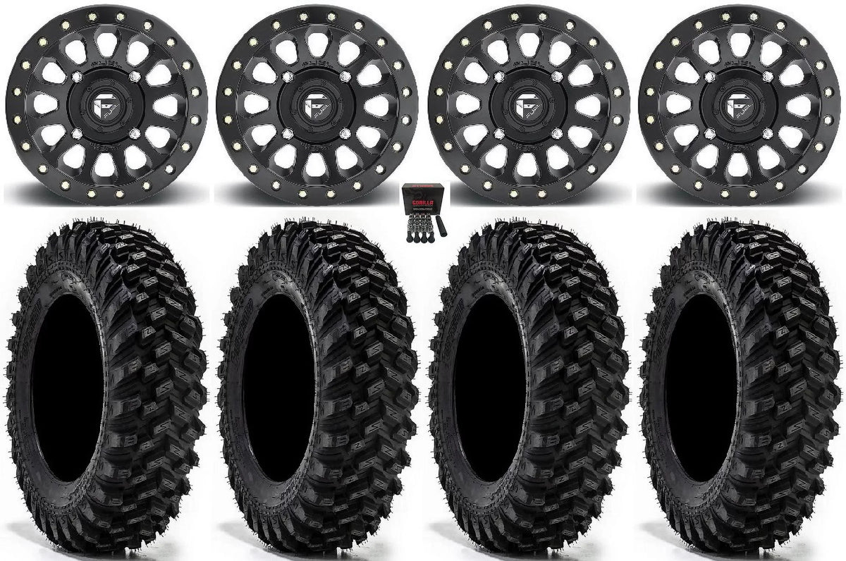 Fuel Vector Bdlk 14" Wheels Bk 32" Warrior XT Sticky  Tires Sportsman RZR Ranger