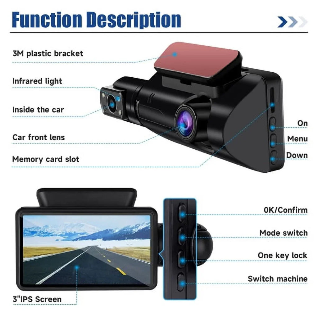 SYTHERS 1080P Dash Cam Front and Rear, 170° Wide Angle Dash Camera with Night Vision