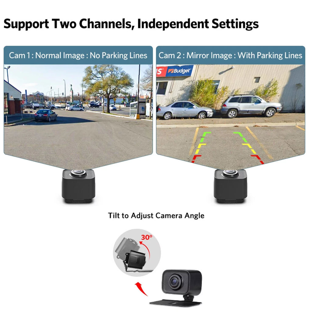 Digital Signal Wireless Backup Camera Support 2 Cameras, License Plate Rear View Camera for Car, Vehicle Universal Backup Cameras System with 5" Monitor