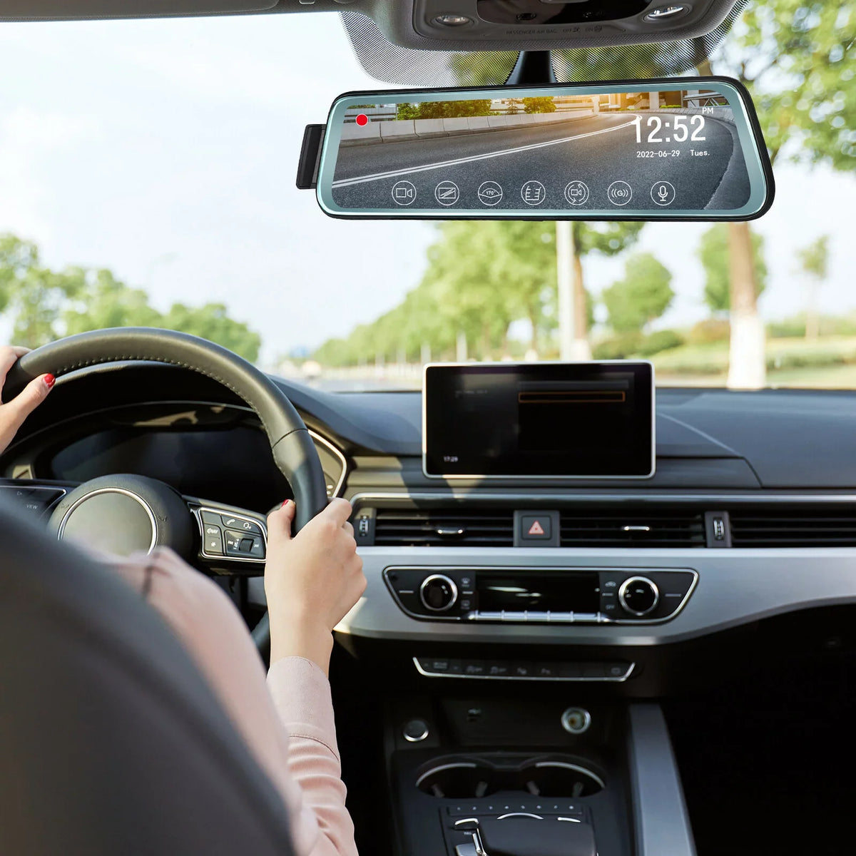 Cheefull 10' Mirror Camera Front and Rear 1080P Backup Camera  ' Mirror Dash Cam Rear ViewFHD Full Touch Screen w Loop Recording, G-Sensor, Parking Monitor 170° Wide Angle