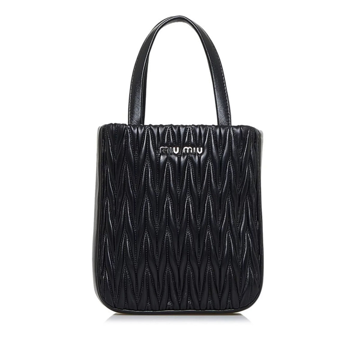 Pre-Owned Miu Miu Miu Materasse Nappa Crystal Shoulder Bag 5BA220 Black Silver Leather Ladies MIUMIU (Good)