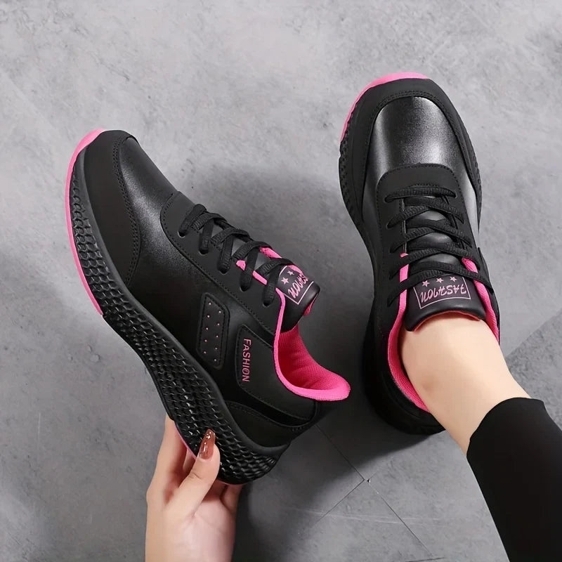 Waterproof Chunky Sneakers  Comfortable Lace Up Running Sports Shoes  Casual Outdoor Walking Trainers