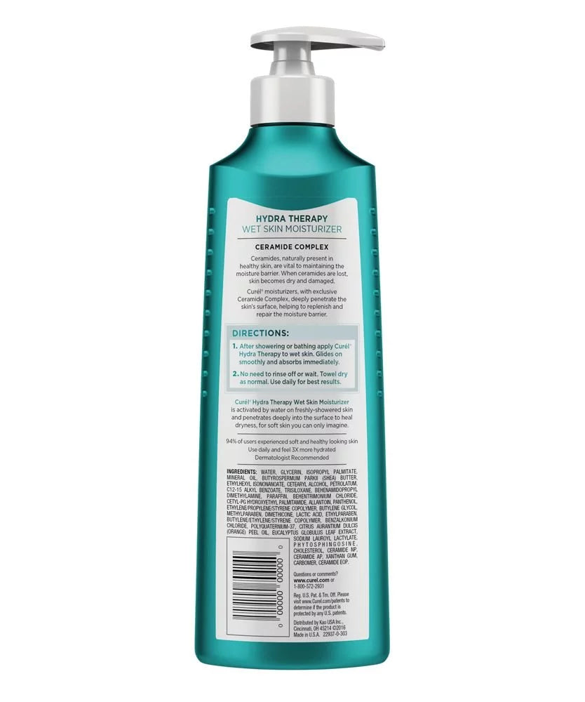 Curel Skincare Hydra Therapy Itch Defense Wet Skin Moisturizer, 12 oz (Pack of 3)