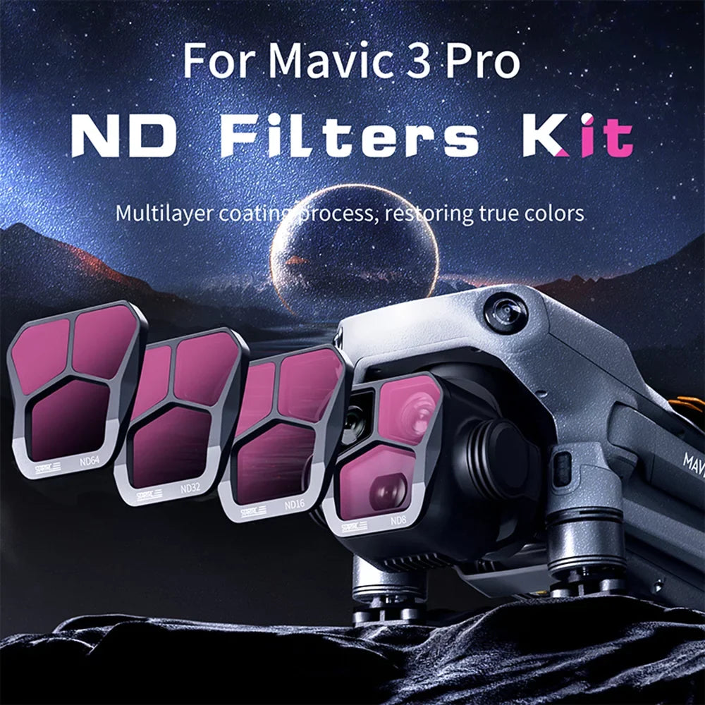 moobody 4-Pack Filters ND8/ND16/ND32/ND64 Lens Filter Aluminum Material AGC Optical Glass Waterproof Scratch-immune -reflective Coatings appropriate with DJI Mavic 3 Pro