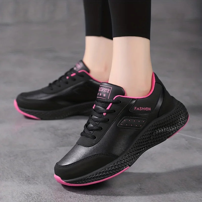 Waterproof Chunky Sneakers  Comfortable Lace Up Running Sports Shoes  Casual Outdoor Walking Trainers