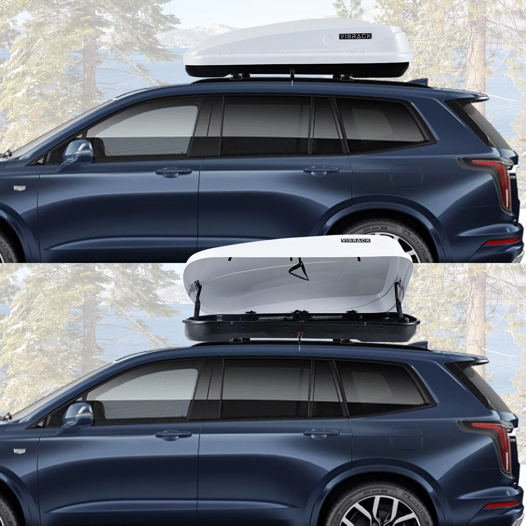 Large Rooftop Cargo Carrier Hard Shell Rooftop Cargo Box with Double Locks, 13 ft³ Waterproof Cargo Box for SUV Rooftop 56.3" L x 30.3" W x 13.8" H, White
