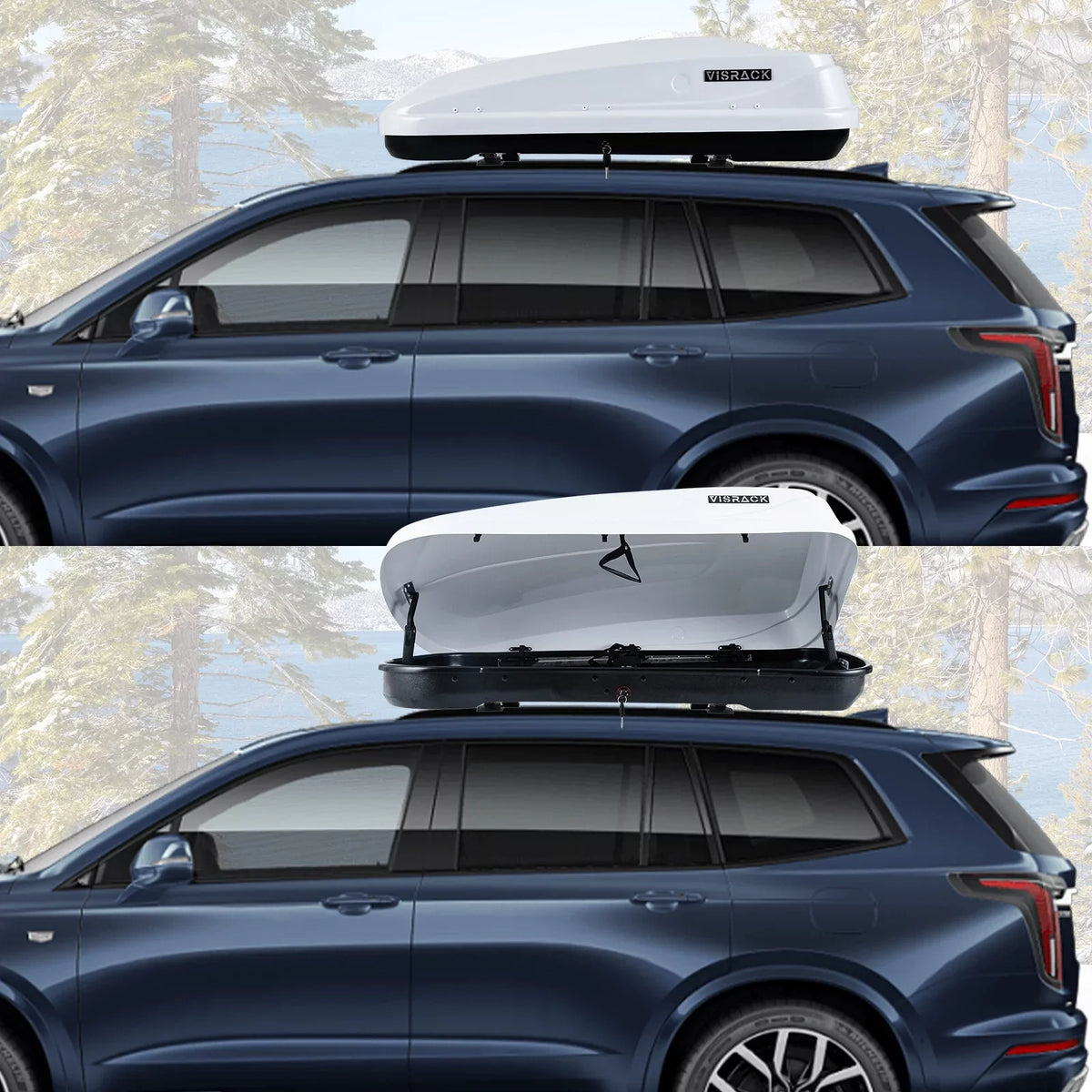 Large Rooftop Cargo Carrier Hard Shell Rooftop Cargo Box with Double Locks, 13 ft³ Waterproof Cargo Box for SUV Rooftop 56.3" L x 30.3" W x 13.8" H, White