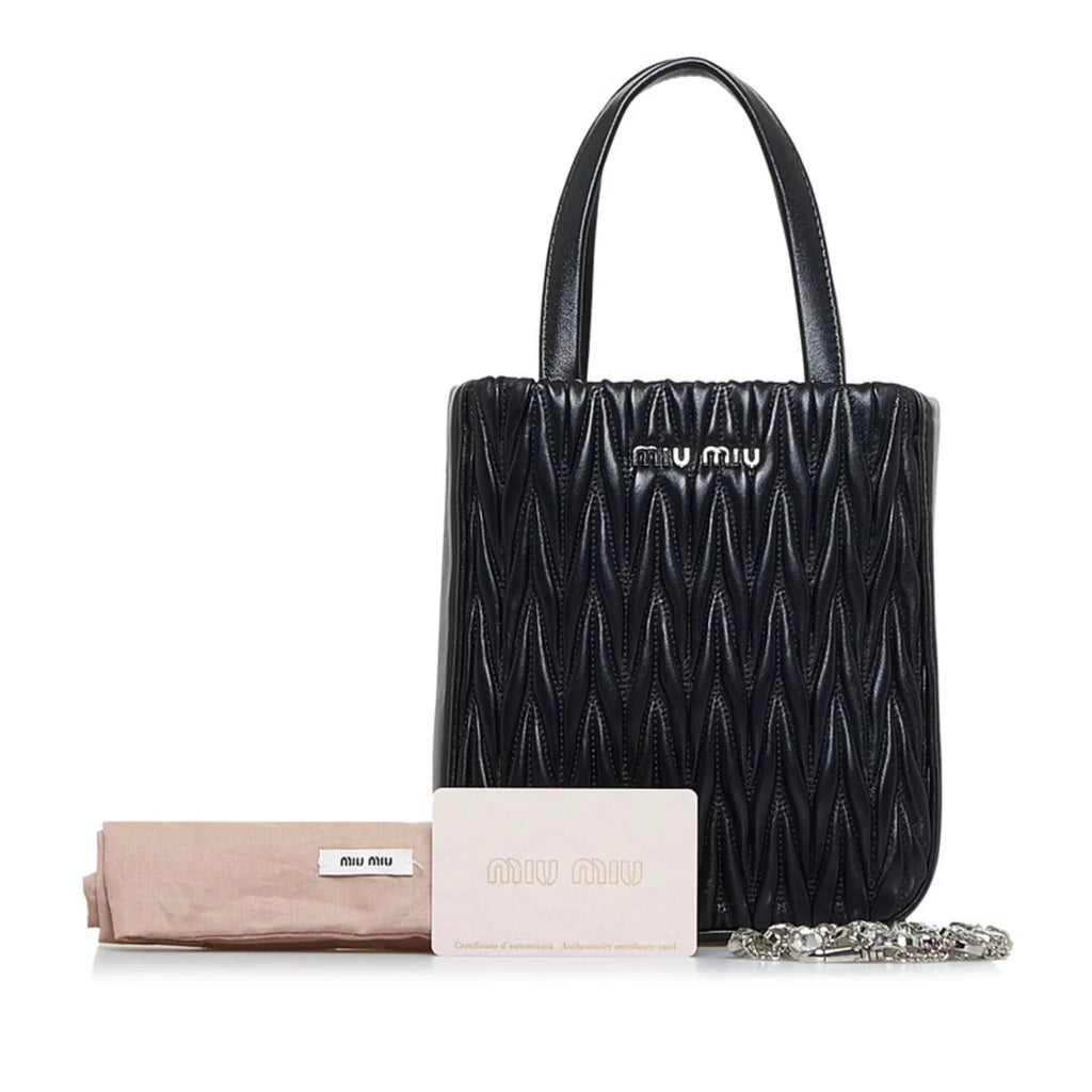 Pre-Owned Miu Miu Miu Materasse Nappa Crystal Shoulder Bag 5BA220 Black Silver Leather Ladies MIUMIU (Good)