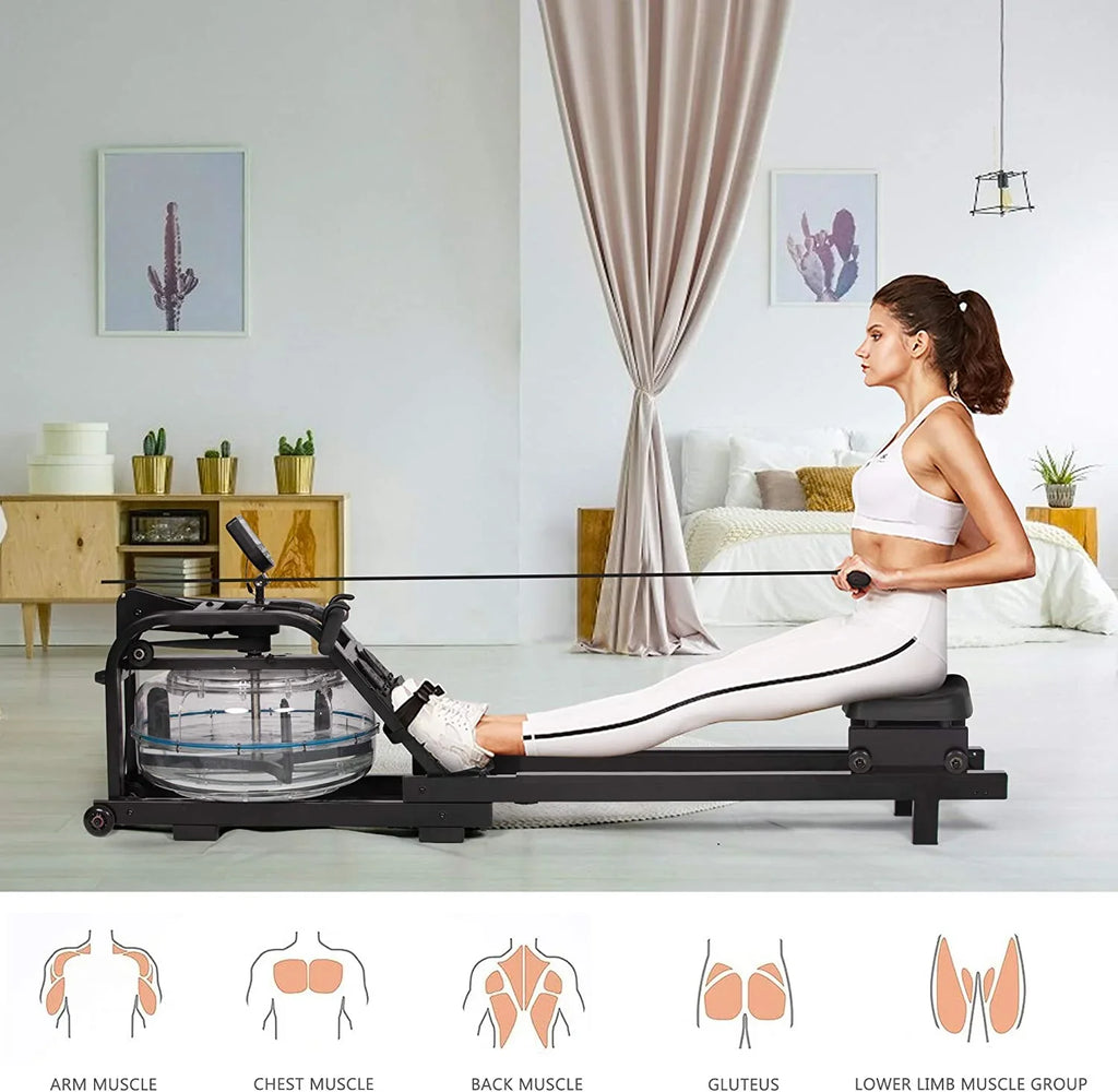 aqua Rowig Machie Idoor aqua Rower Adjustable Resistace With LCD Moitor Home Gym Equipmet For Whole Body Exercise Traiig