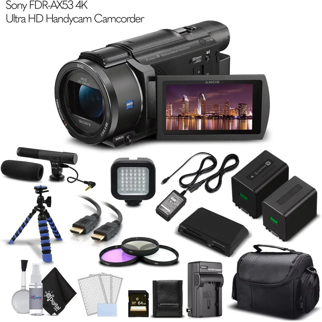 Cinematographer Bundle.  FDR-AX53 4K Ultra HD Handycam Camcorder