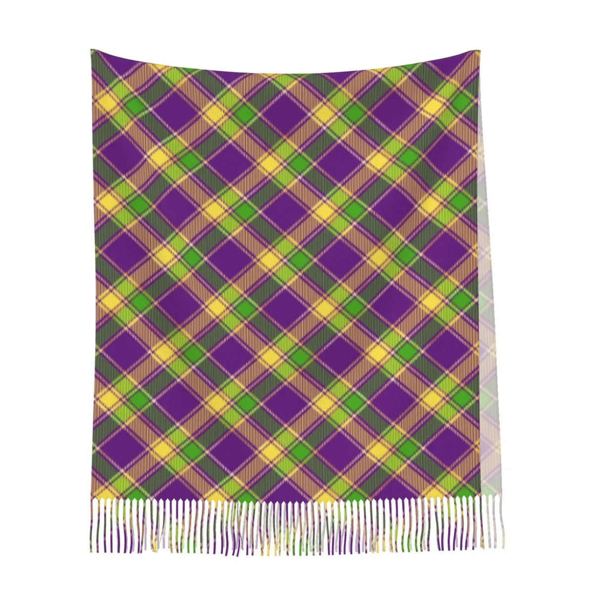 Bingfone Soft Cashmere Feel Scarf For Women Elegant Art Print Winter Warm Scarves Large Shawl Wrap Gifts- Mardi Gras Plaid