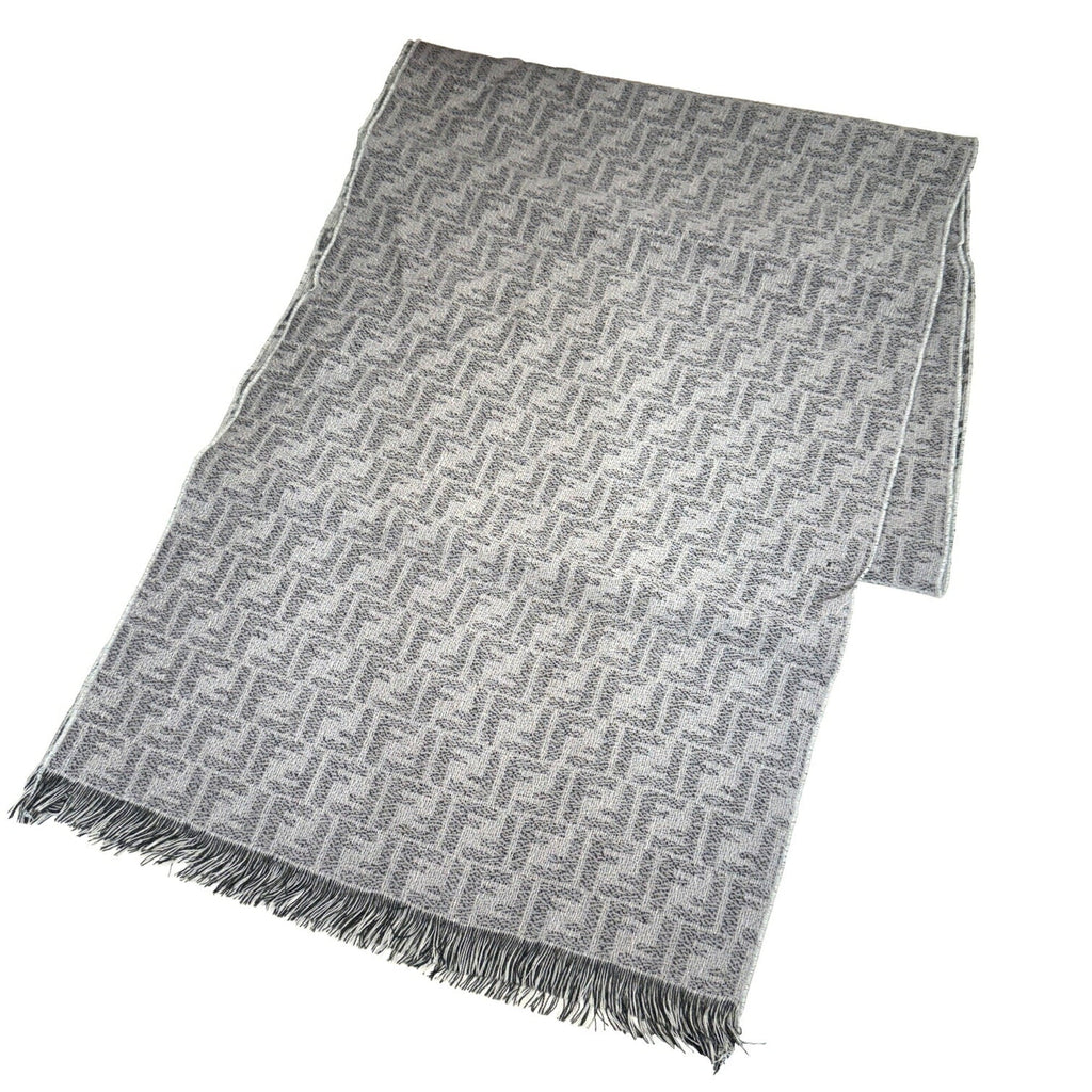 Pre-Owned FENDI Zucca Pattern FF Muffler Stole Wool Gray Men's Women's (Like New)