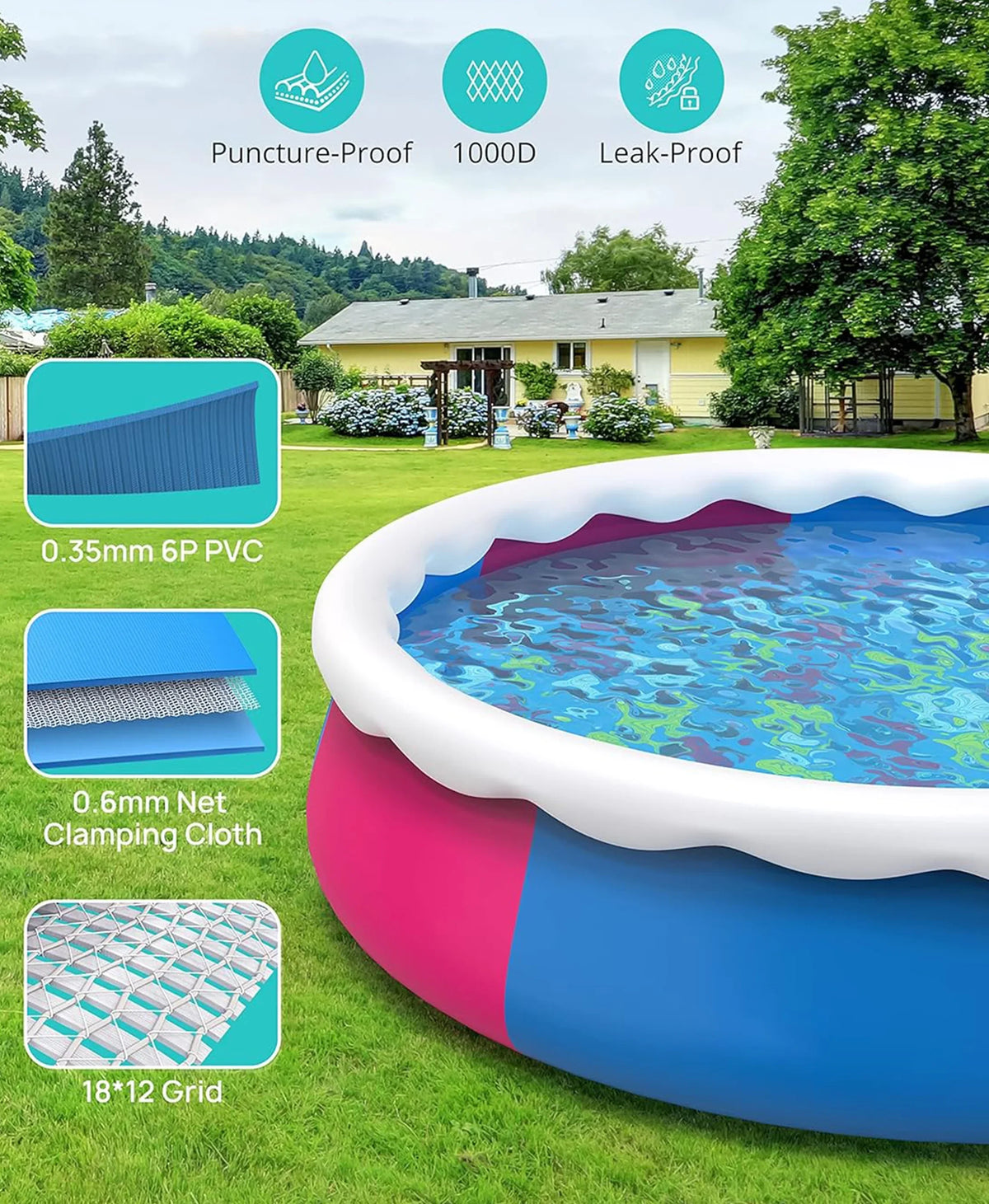 Inolait Inflatable Swimming Pool  Above Ground for Kids Family moisture Sport 15' x 36"