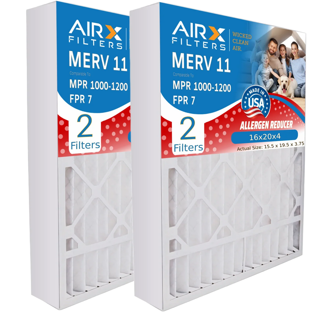 16x20x4 Air Filter MERV 11 Comparable to MPR 1000, MPR 1200 & FPR 7 appropriate with Bryant Carrier FILXXFNC-0017 Premium USA Made 16x20x4 Furnace Filter 2 Pack by AIRX FILTERS WICKED CLEAN AIR.
