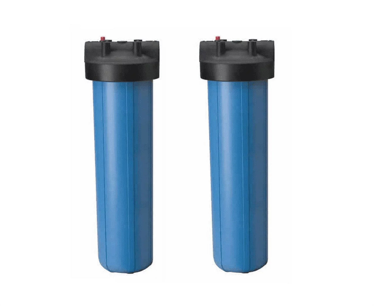 2 Pack: Big Blue Housing Canister aqua Sump 1" NPT w/ Pressure Relief for 4.5" x 20" Whole House Filters