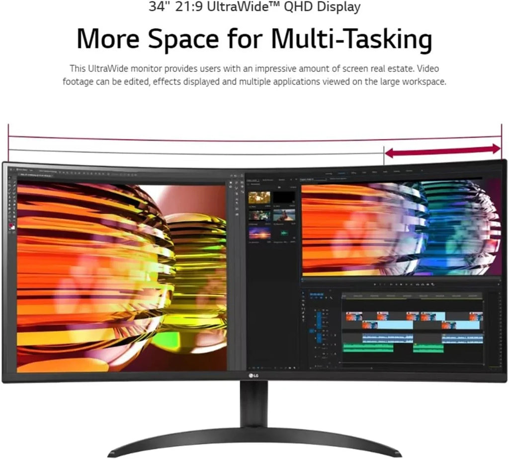 34'' Curved Gaming Monitor, 160 Hz Refresh Rate, 99% sRGB, 3440 x 1440 Display, HDR 10, AMD FreeSync Premium, Bundle With Cefesfy USBHUB