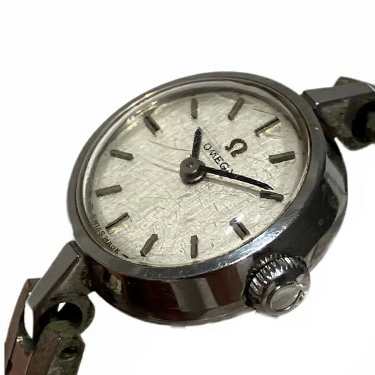 Pre-Owned Omega manual winding watch silver dial ladies (Fair)