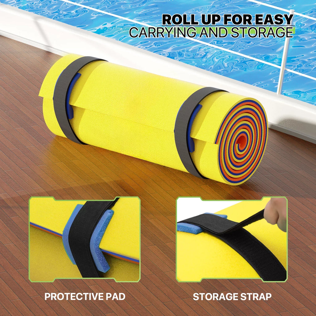 Magshion 9' x 3' aqua Floating Mat, 3-Layer Tear-protected XPE Foam aqua Floating Pad Lily Pad for Pool Lake River Ocean Outdoor liquid Activities, Yellow