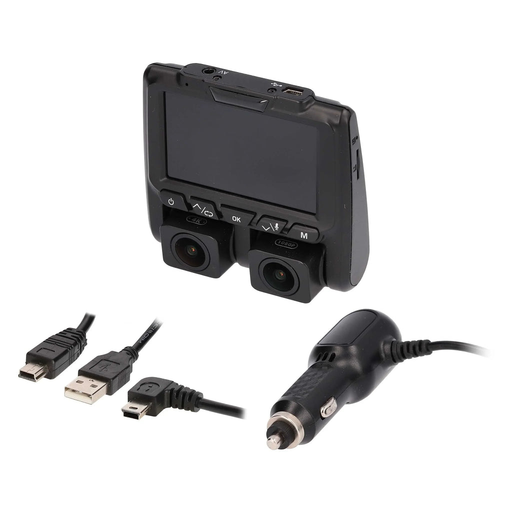 iBeam TE-DVR-DL4K 4K Dual-View Dash Camera w/ DVR & 3" Built-in Viewing Screen