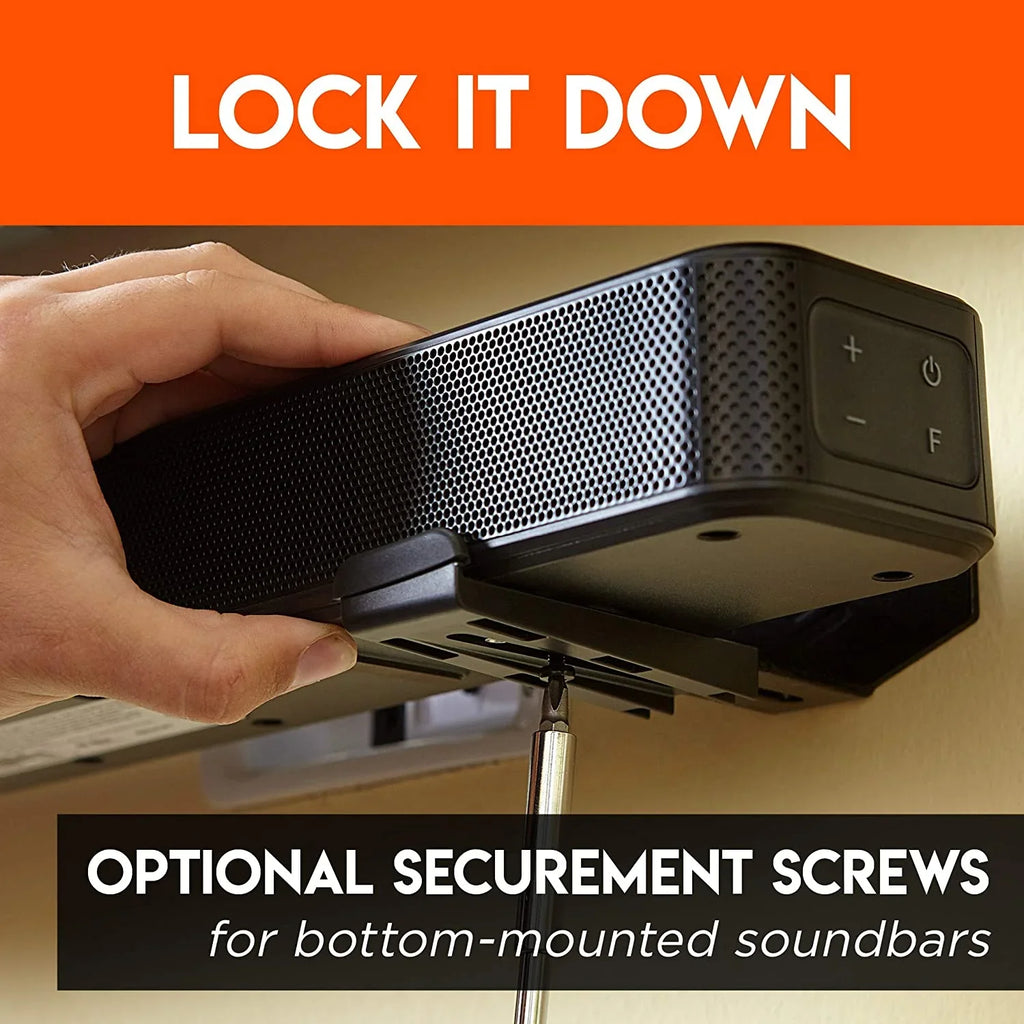 Echogear Universal Soundbar Wall Mount Bracket - Works with All Soundbars Including , Vizio, Roku, & More - Depth Adjustable for Dolby Atmos Soundbars
