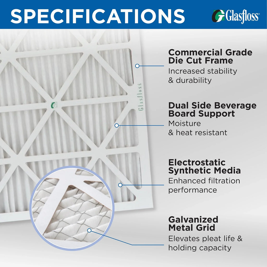 ( Quantity 5 ) Exact Size: 15-1/2 x 19-1/2 x 7/8. 16x20x1 MERV 10 Pleated HVAC Air Filters by Glasfloss