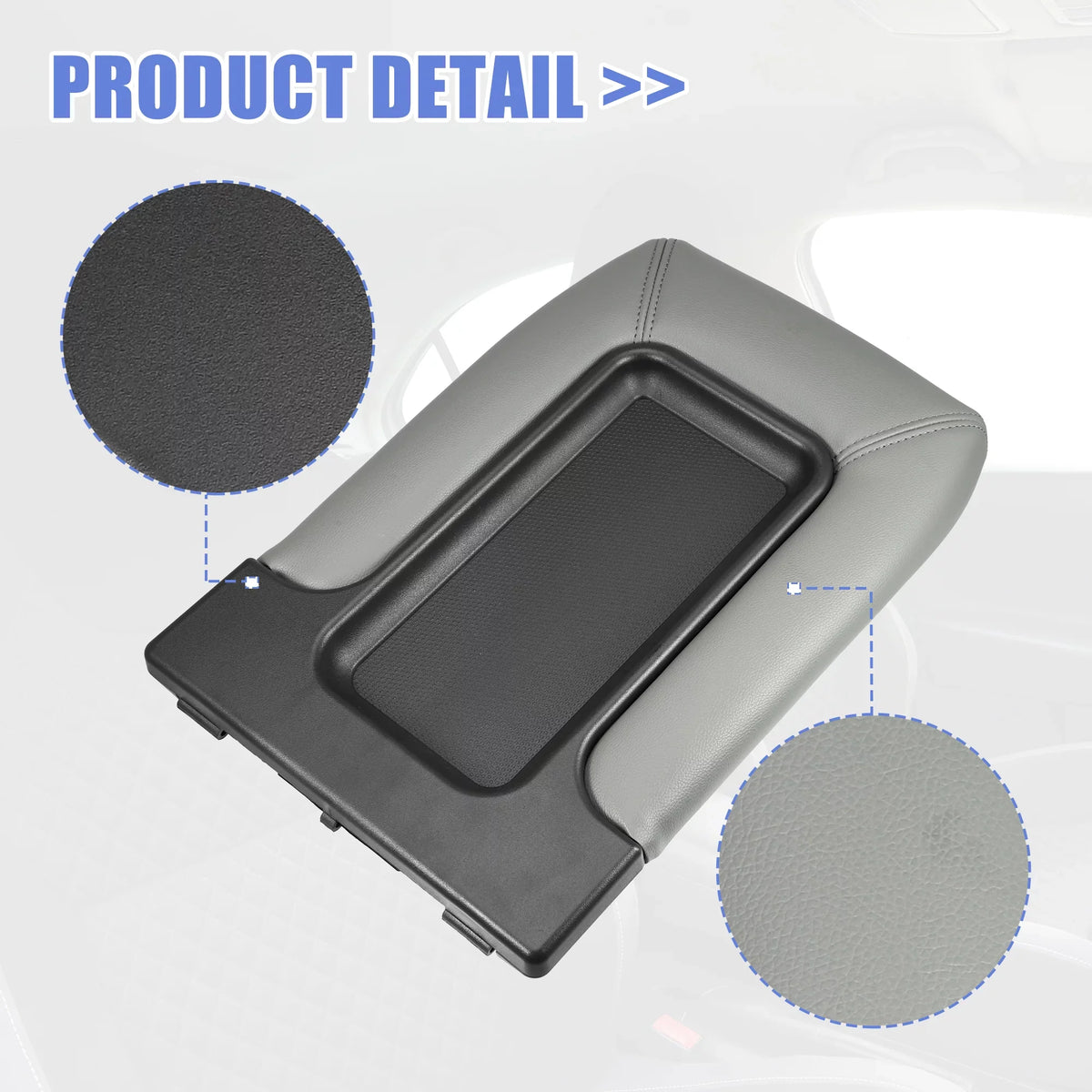 Unique Bargains Center Console Lid Armrest Seat Box protector Protector for Cadillac Escalade 2003-2004 Faux Leather Gray