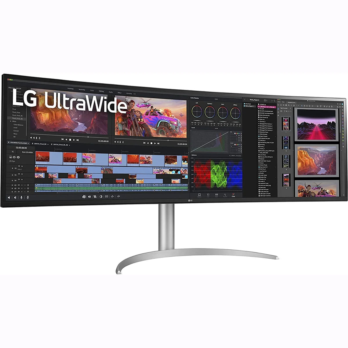 Open Box  49WQ95C-W 49" 32:9 Curved UltraWide DQHD (5120 x 1440) Nano IPS Monitor, NVIDIA G-SYNC suitable & AMD FreeSync Premium Pro, HDMI 2.1 and USB Type-C, Tilt/Height/Swivel Adjustable