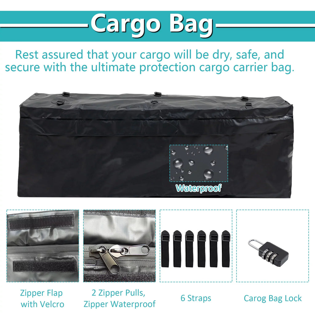 60" x 24" x 6" Hitched Mounted Folding Cargo Basket with a 500 lb Capacity for Car SUV Truck Trailer, Black