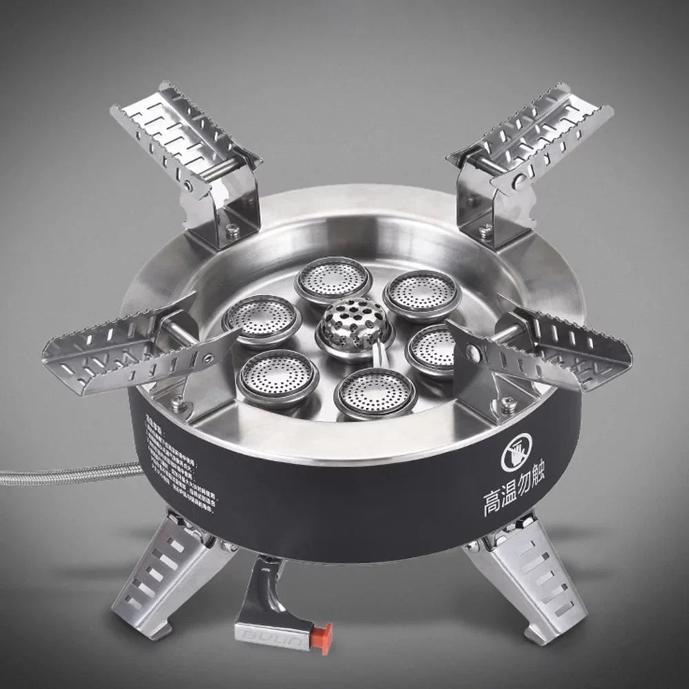 Windproof Seven core Gas Stove, 18000W High  Camping Stove, Foldable Backpacking Stove, Fishing Hiking Traveling