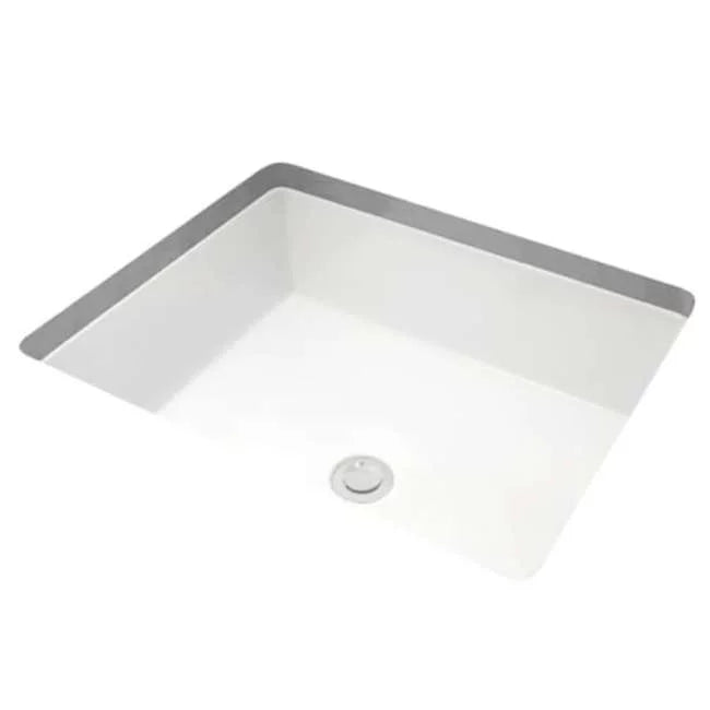 Rectangular Undermount Bathroom Sink with Rear Overflow, White. Miseno  17 x 13 in