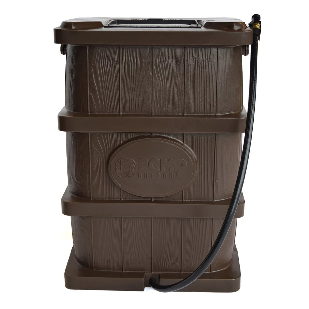 FCMP Outdoor 45 Gal Wood Grain Rain moisture Catcher Barrel, Brown (2 Pack)