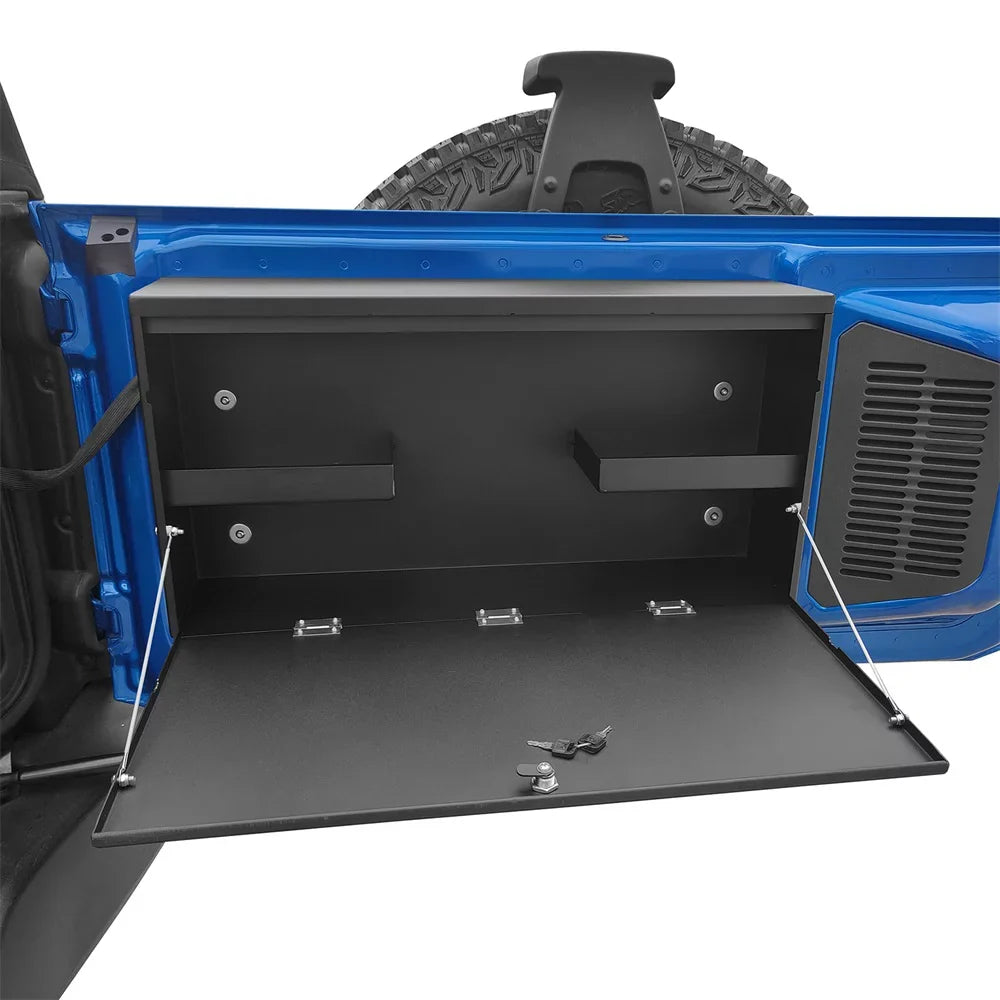 Hooke Road Fit 2021-2023  Bronco Folding Tailgate Table Lockable Steel Storage Box Black