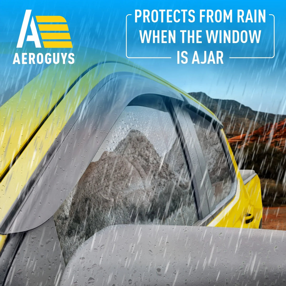 AG0422. AEROGUYS Tape-On Window Deflectors Extra Durable Window Visors Rain Guards Fit for Chevrolet (Chevy) Silverado 1500 2019-2024 Crew Cab, Sun Visors, Wind Vent Visors, Truck Accessories - 4pcs