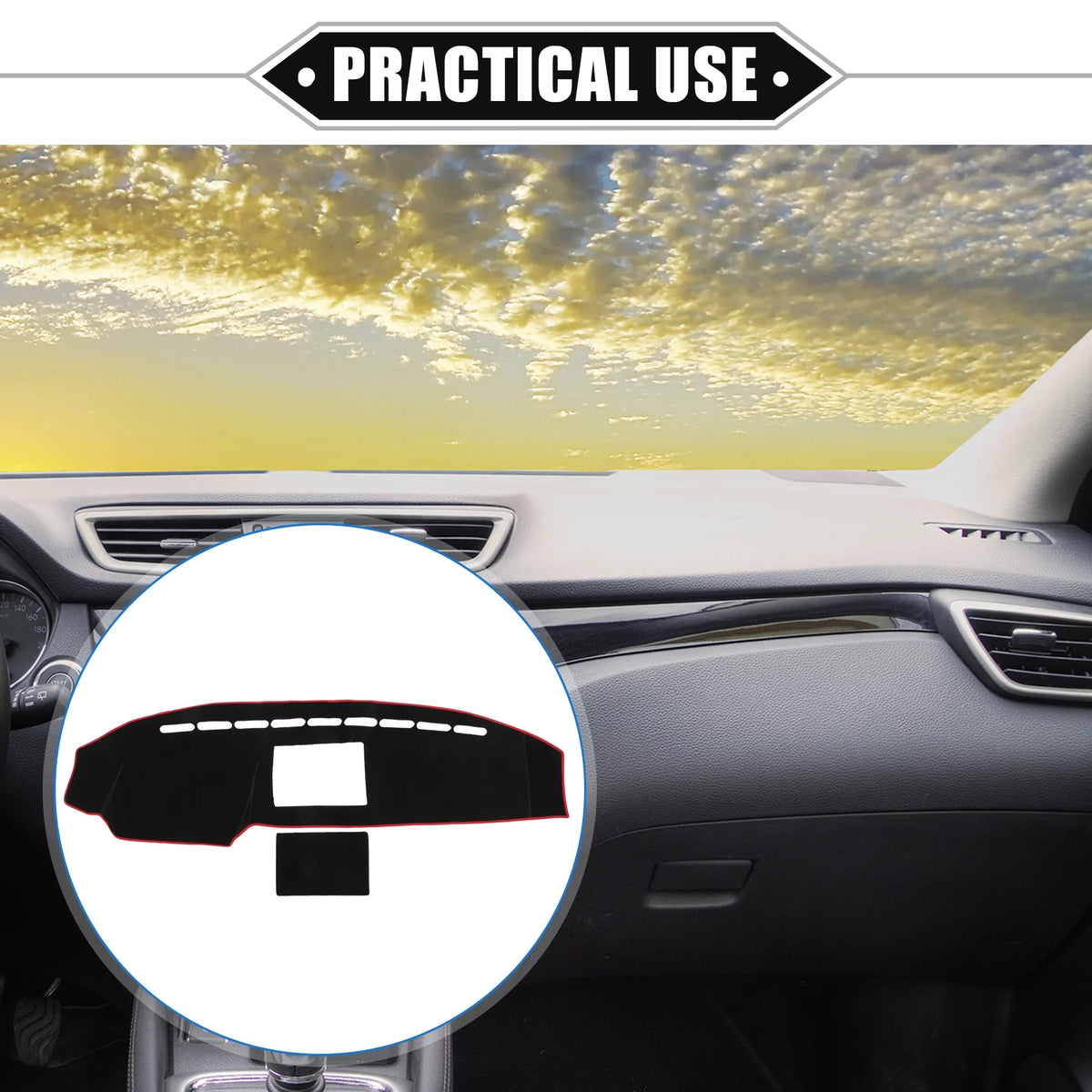 Unique Bargains Car Center Console Dashboard shield Mat matching for  F150 2008-2014 Protective Polyester Black