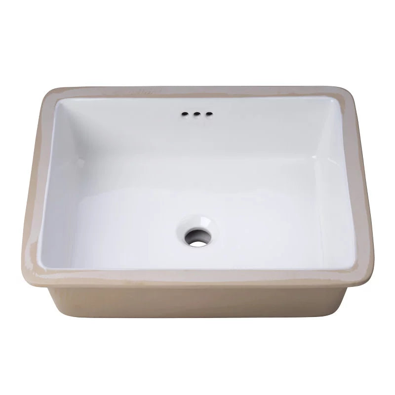 Rectangular Undermount Bathroom Sink with Rear Overflow, White. Miseno  17 x 13 in